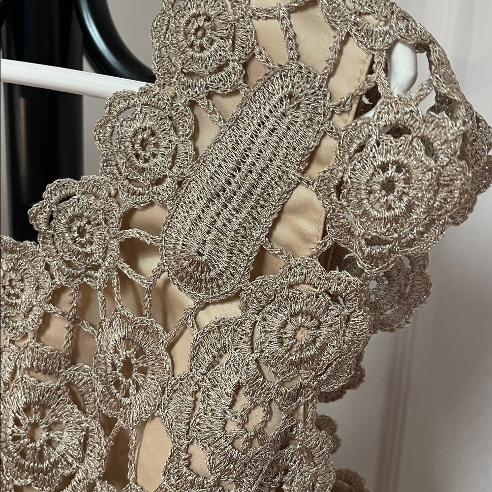 Elegant, Vintage Crocheted Beige 1950’s Wiggle Dress - Picture 3 of 16